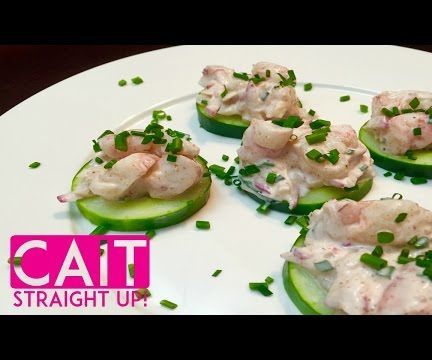 Healthy Shrimp Salad Served on Cucumbers 