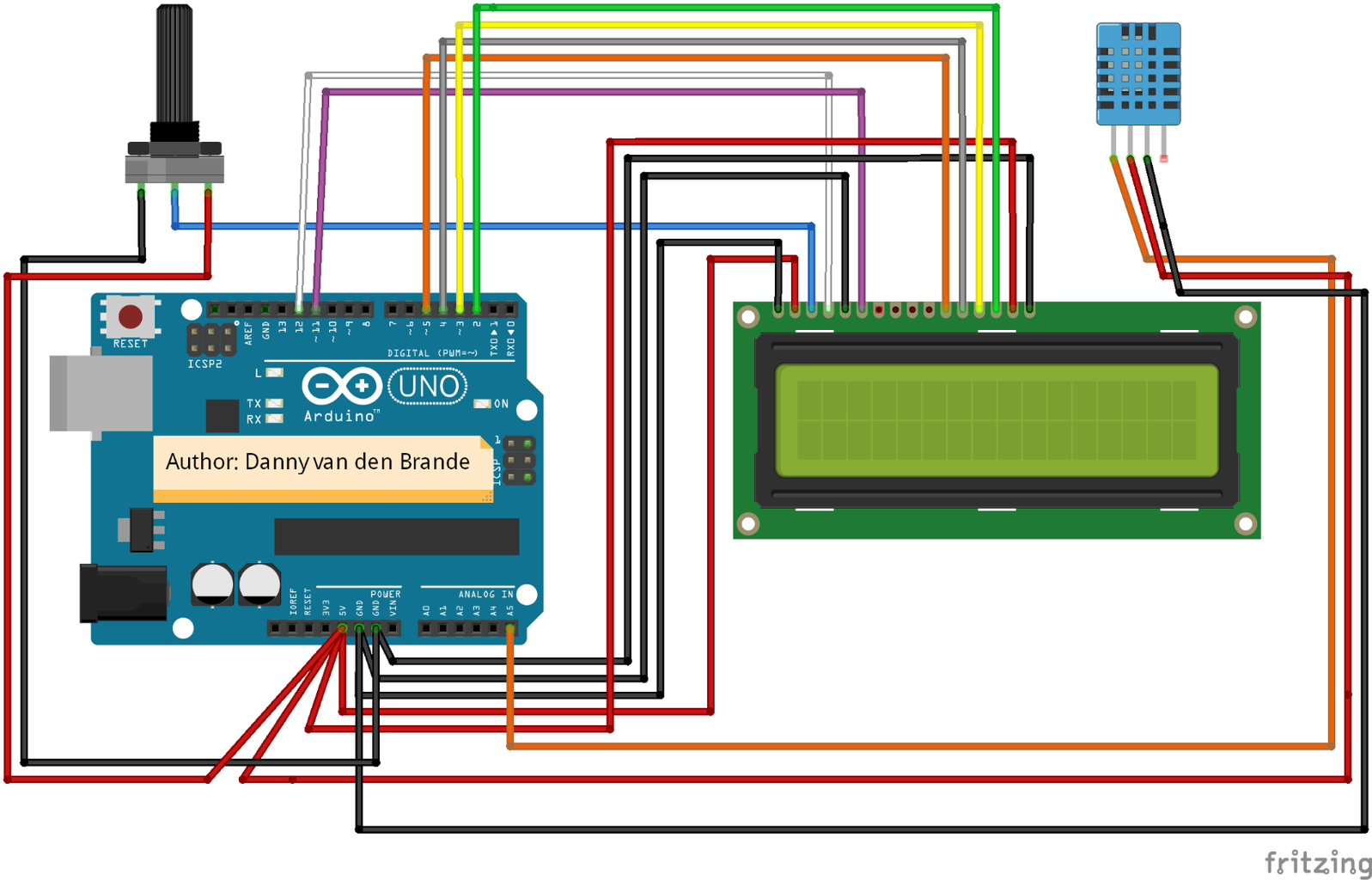 Arduino - Temp and Humidity DHT11 + LCD 1602A - KY-015 Sensor ...