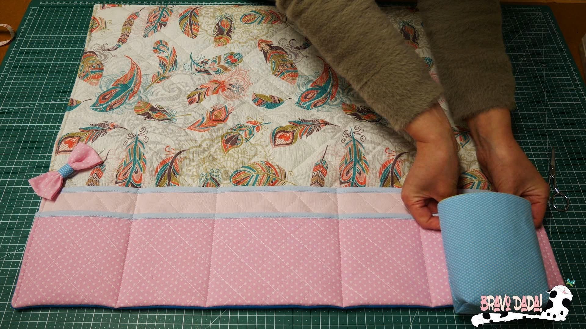 DIY How to Make a Quilted Sewing Machine Mat With Pockets and Thread