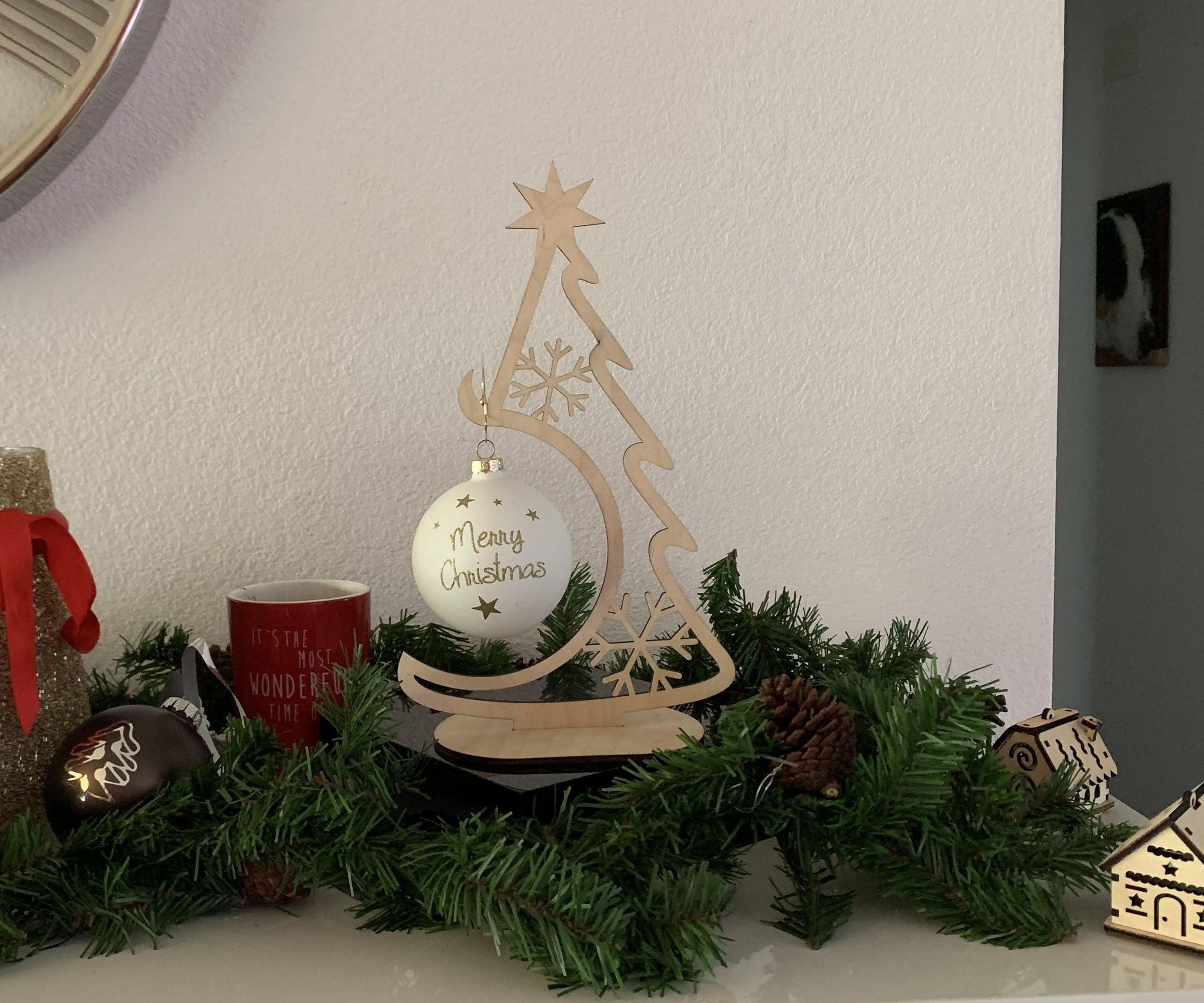 Laser Cut Christmas Tree Ornament Holder