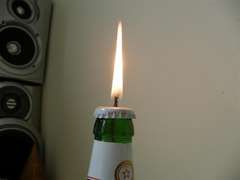 Beer bottle fire lamp