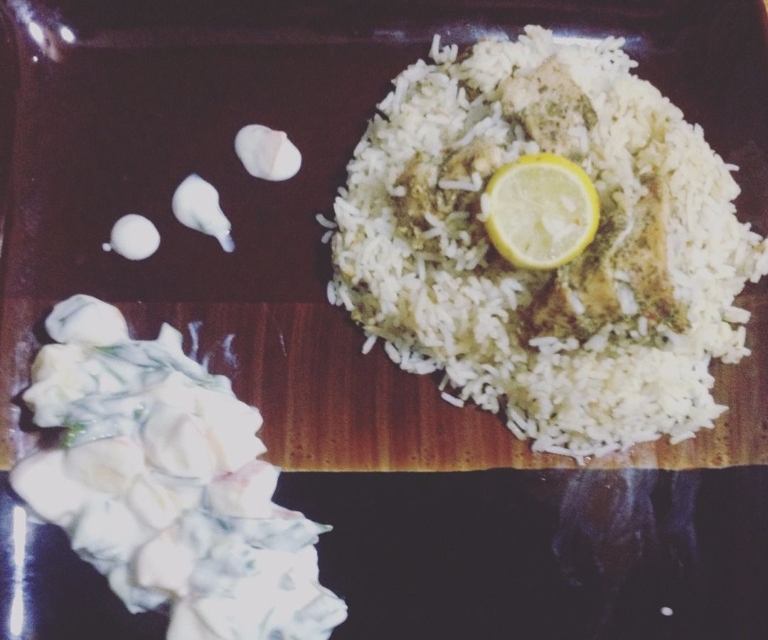 Spicy Grilled Chicken With Steam Rice and Lemon & Apple Coleslaw