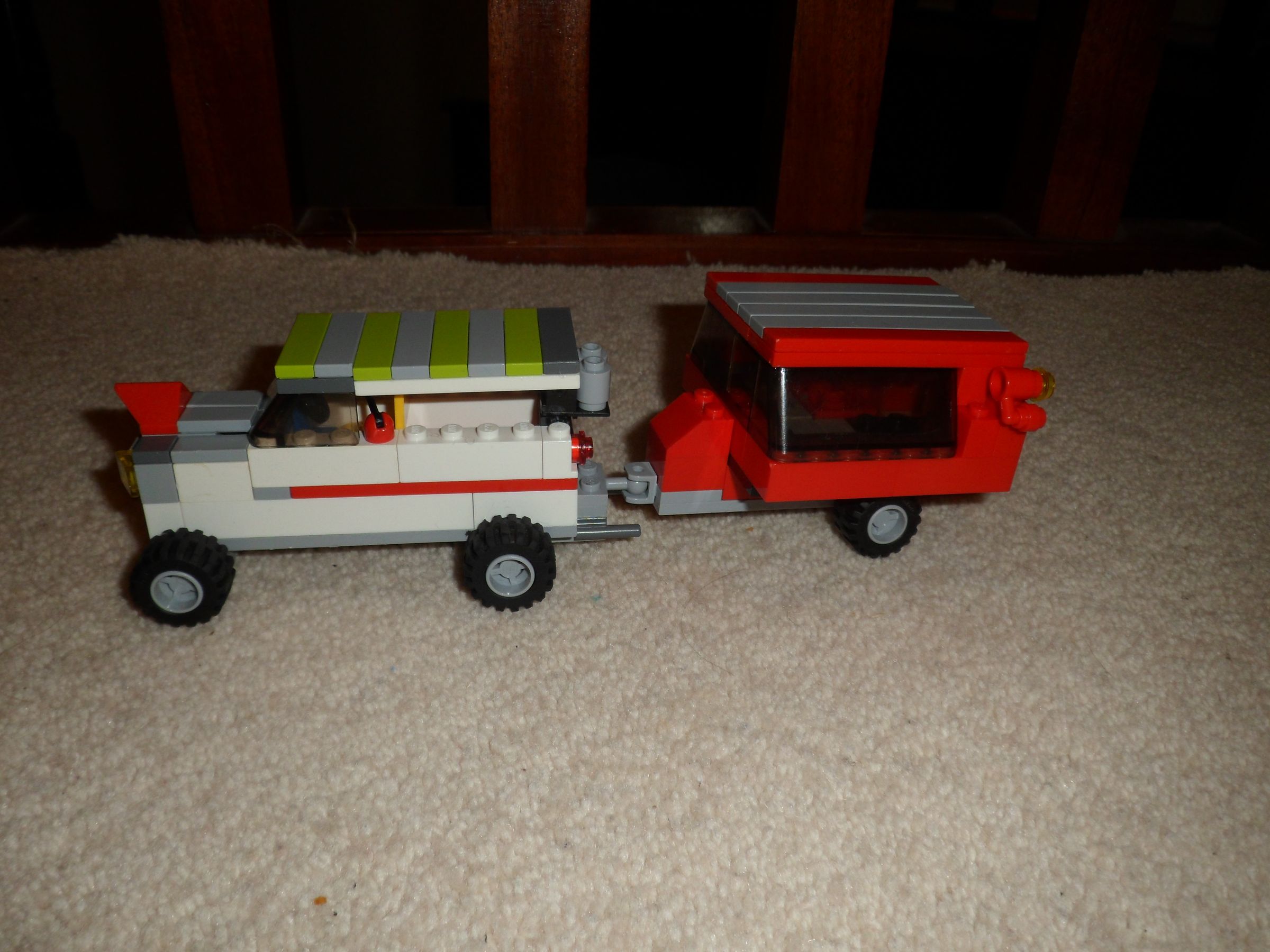 lego car and caravan