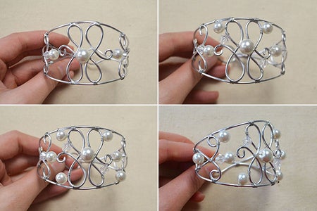 Attach Some Pearls Beads and Glass Beads to the Bracelet