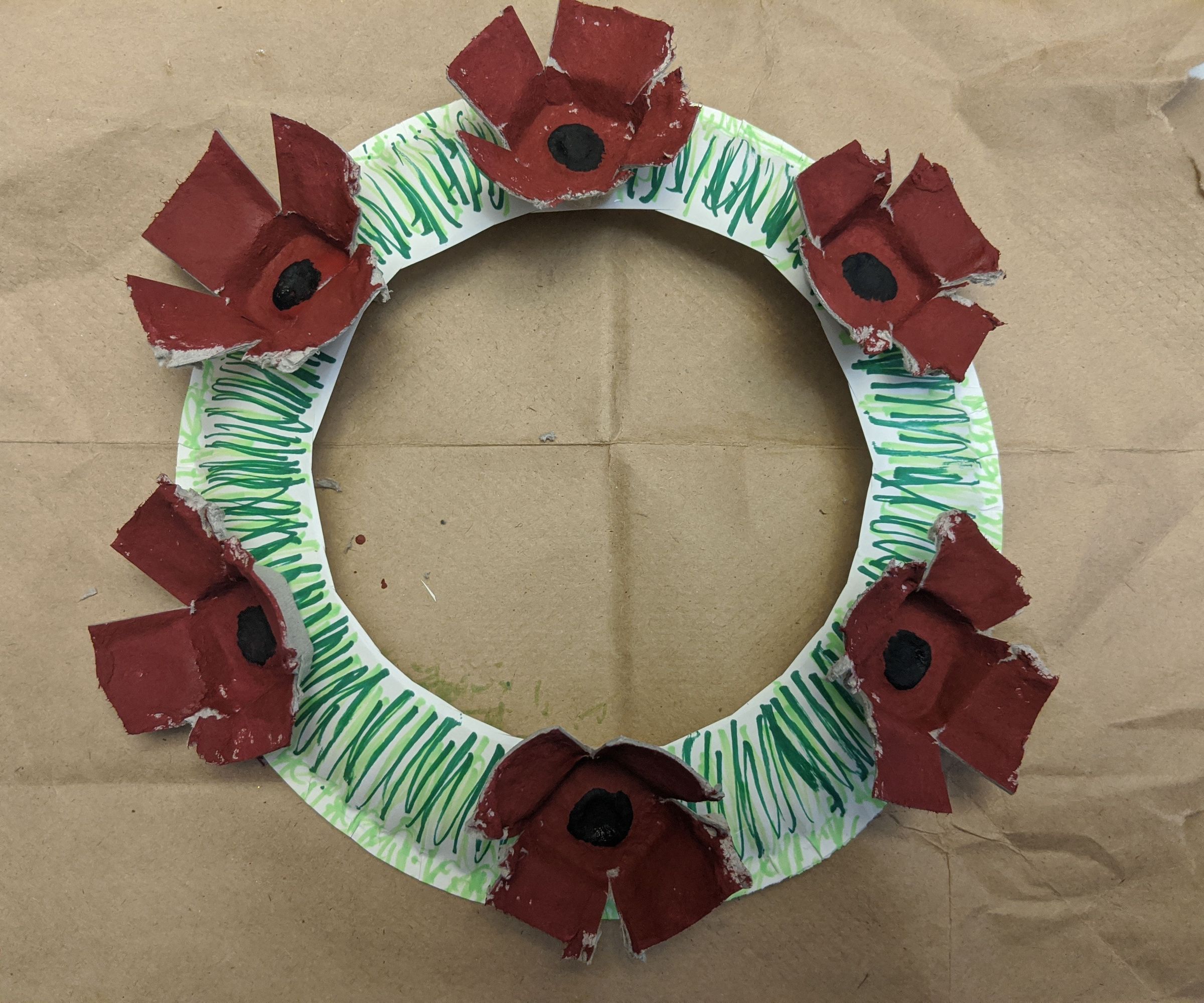 Paper Plate Poppy Wreath