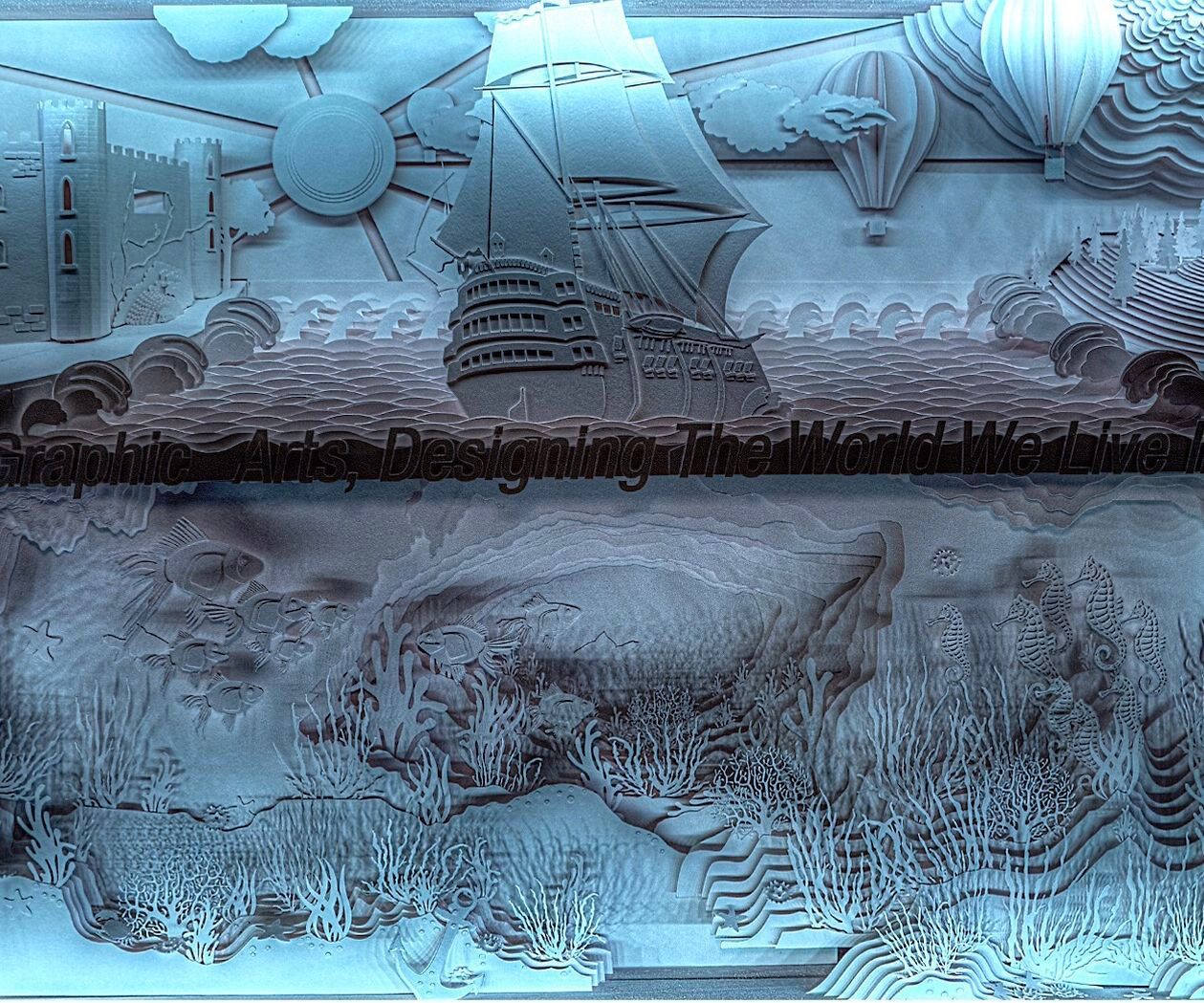 48 Inch Wide Layered Paper Art Shadow Box