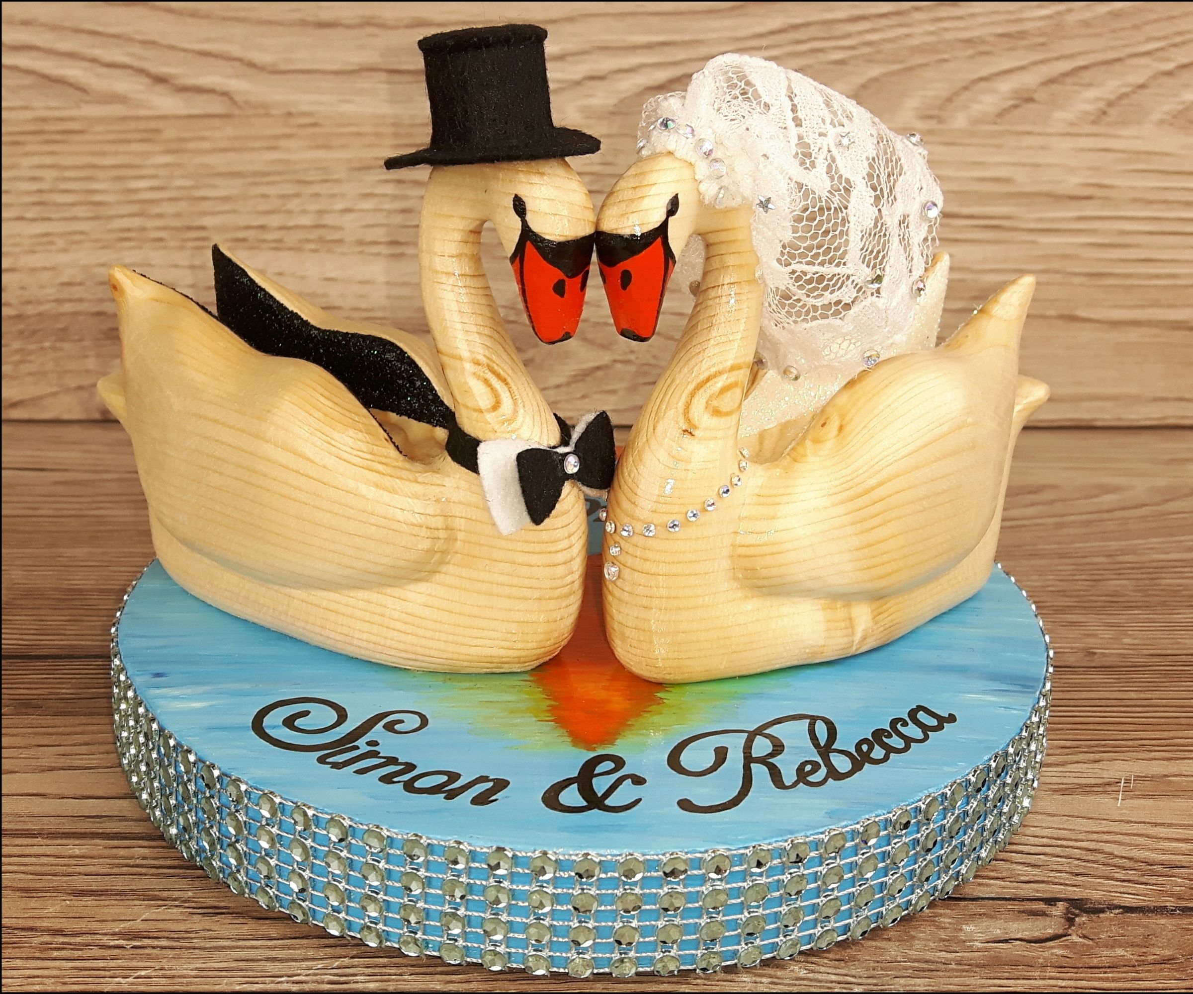 Wood Carved Swans