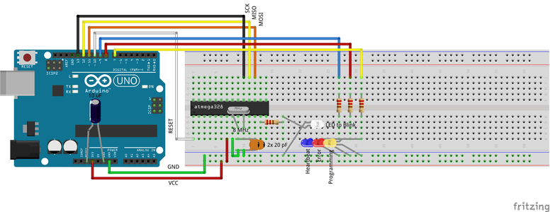 Connecting Your ArduinoISP Programmer to Your AVR