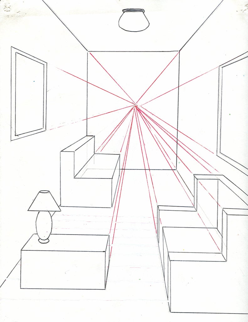 How to Draw a Room Using One Point Perspective : 11 Steps ...