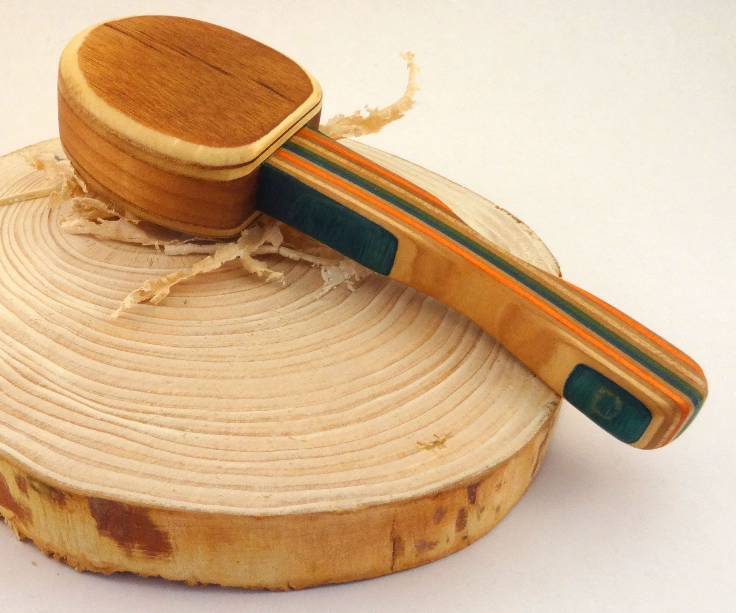 Wooden Toy Baby Rattle Out of Recycled Skateboards