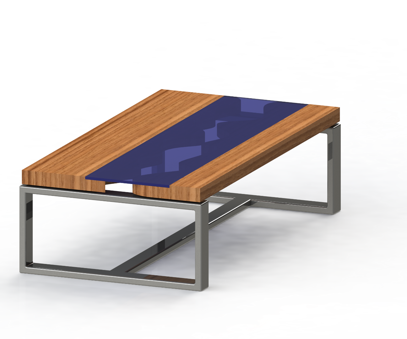 Wood Glass Table With LED