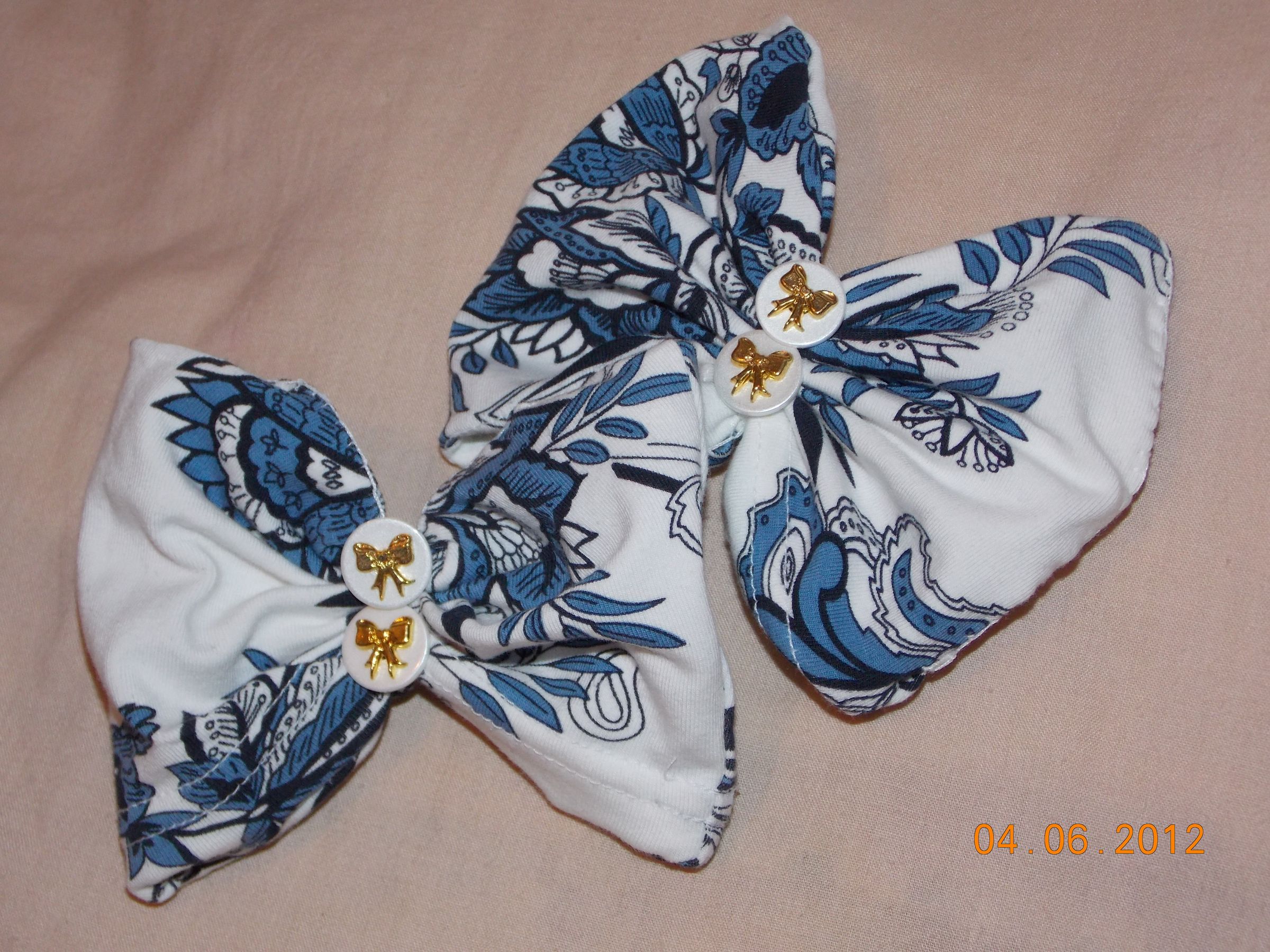 Hair Bow From Sleeve Cut Offs.