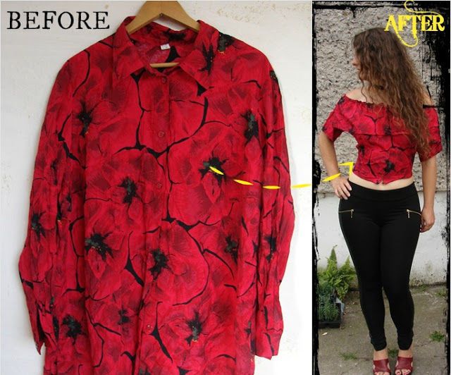 Old Blouse Refashion to Shoulderless Top