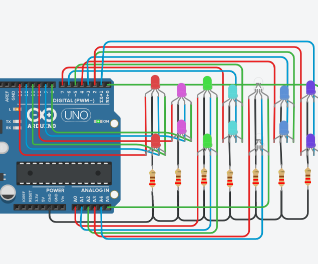 Disco Lights From RGB Using Arduino on TinkerCad