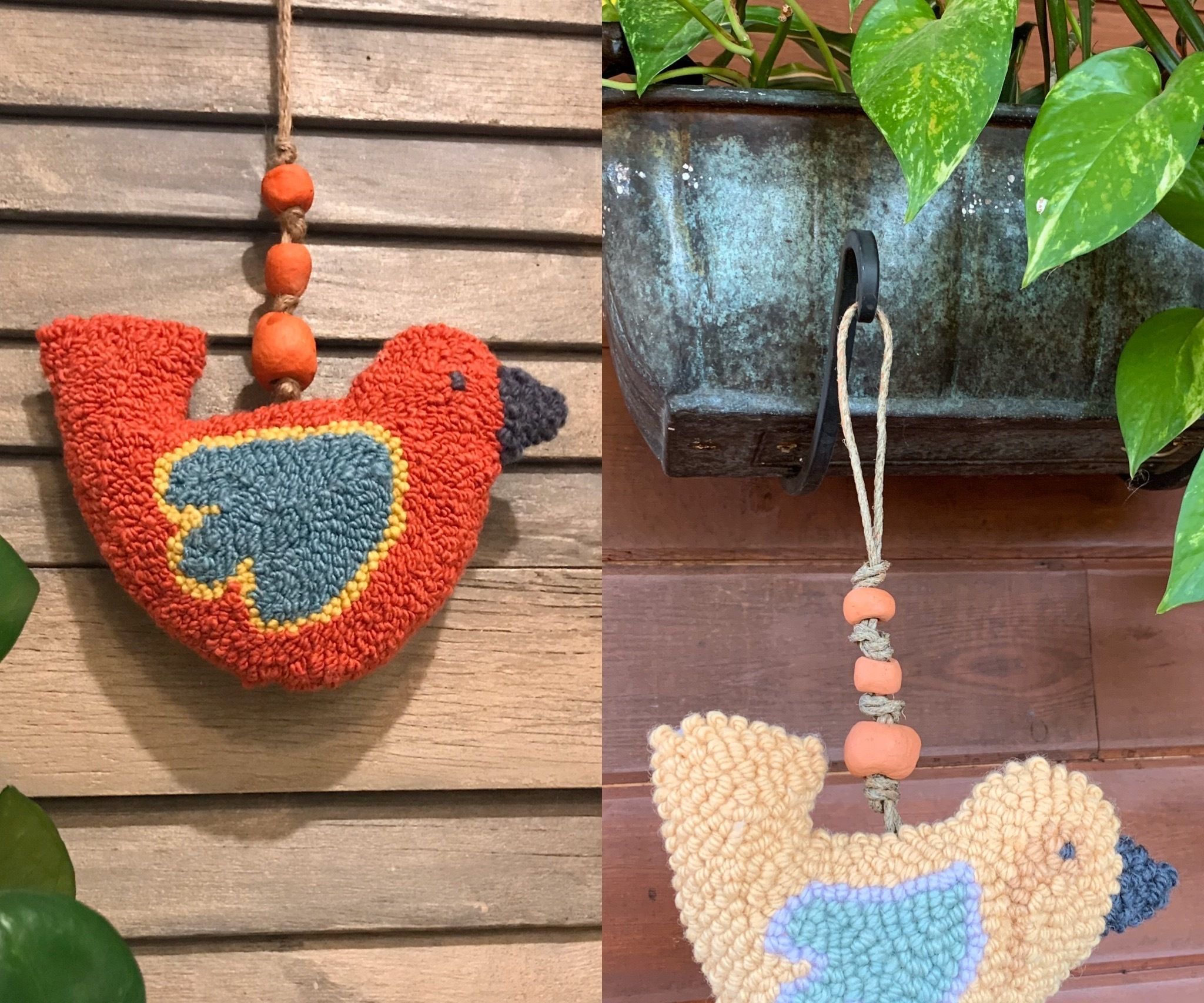 Punch Needle Hanging Bird 