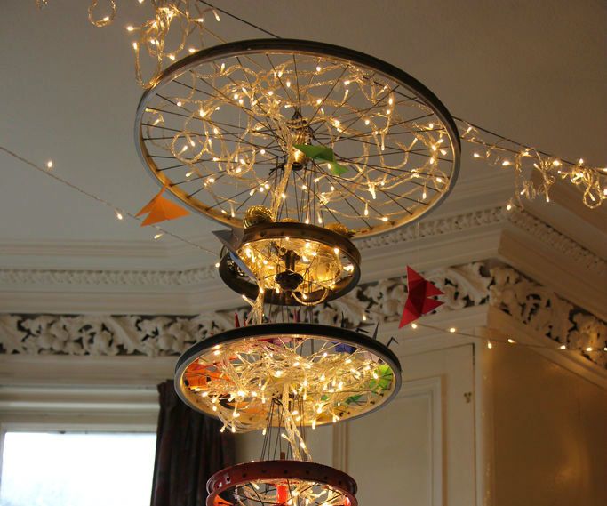 Bike Wheel Chandelier
