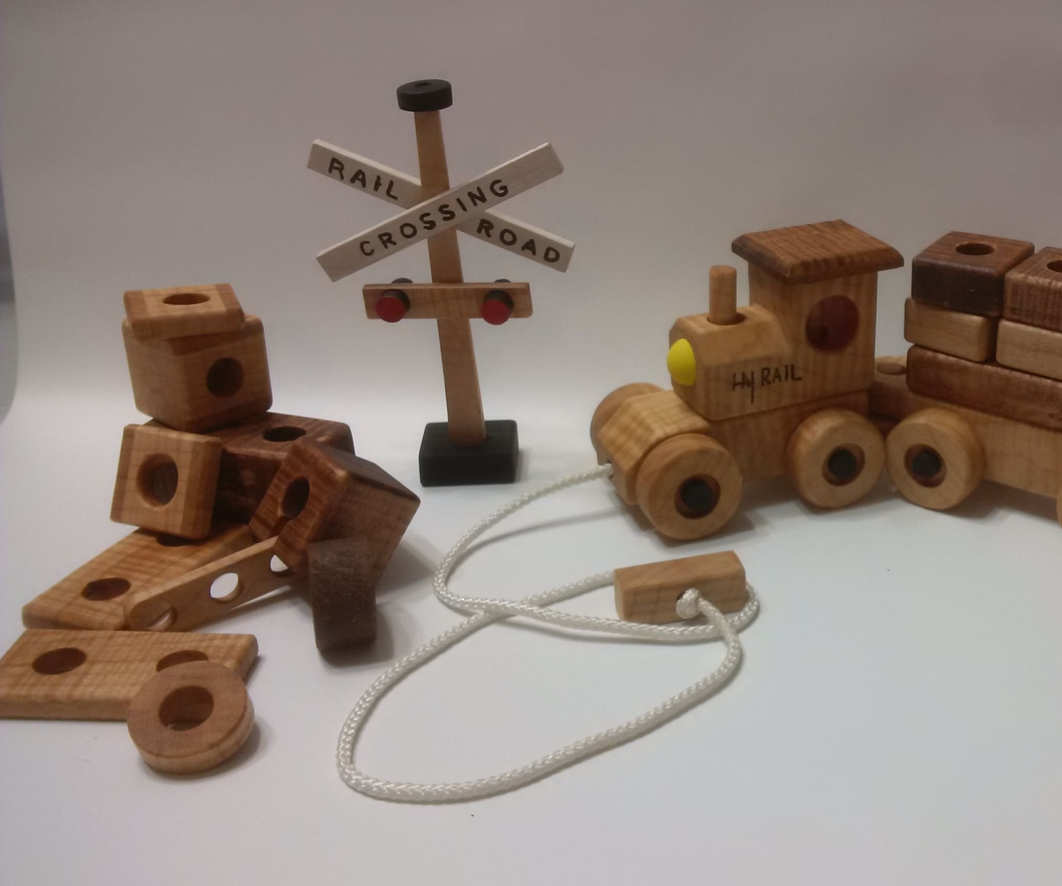 THREE-IN-ONE Wooden Building Block Train Set