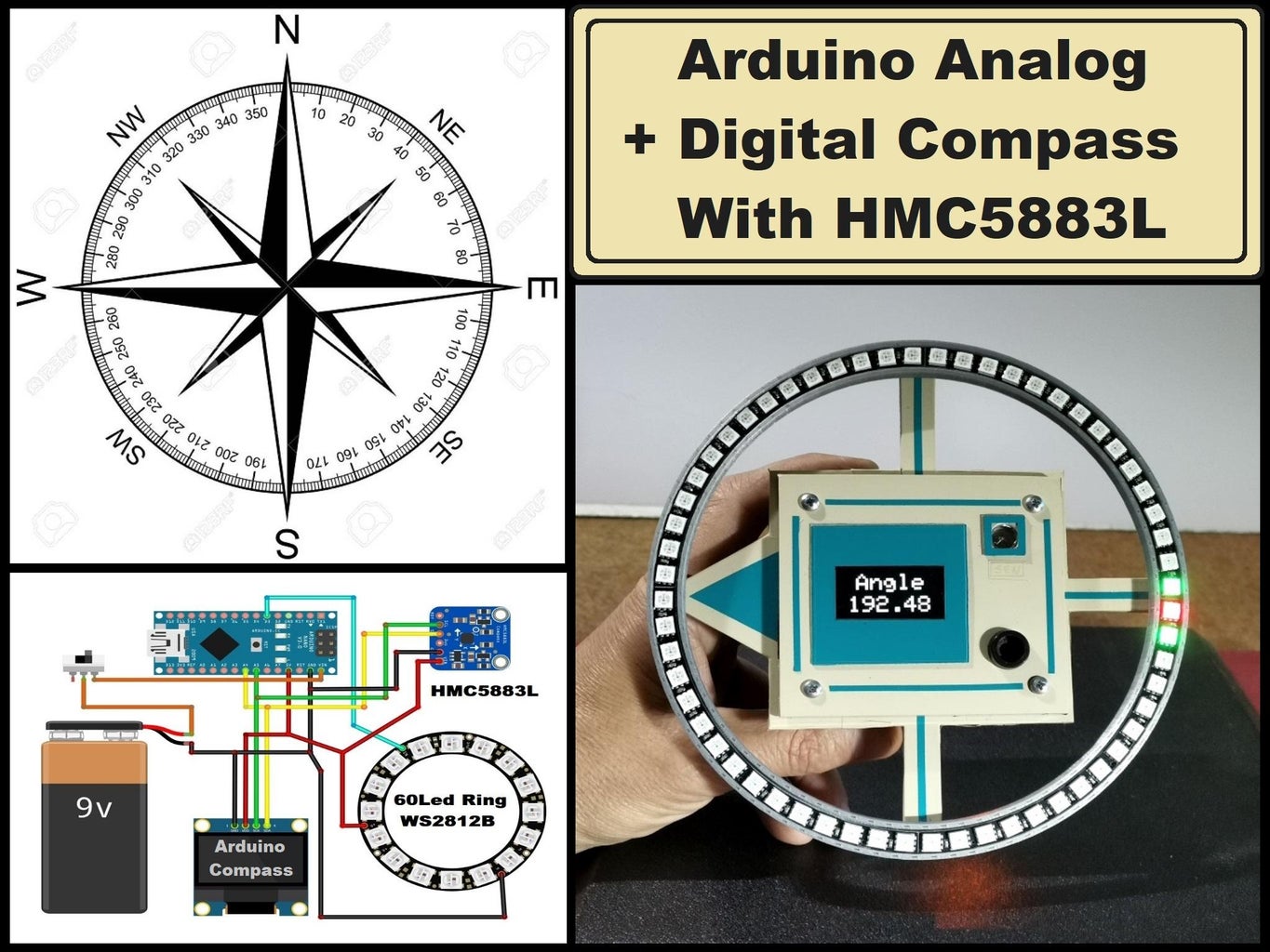 Arduino Analog + Digital Compass With HMC5883L Sensor : 3 Steps ...