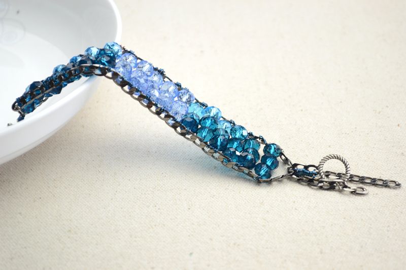 Crystal Beaded Bracelets Out of Chain