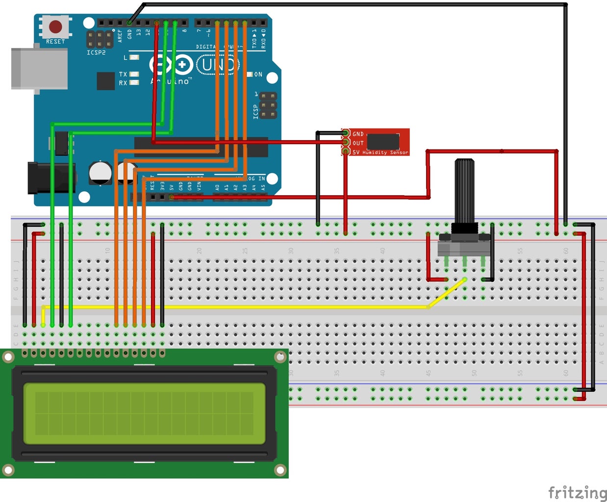 DHT11 Humidity Sensor With a Lcd Display Easy!! : 4 Steps - Instructables