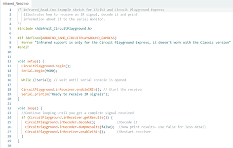 Reading and Sending IR Signals Using Adafruit Playground Express