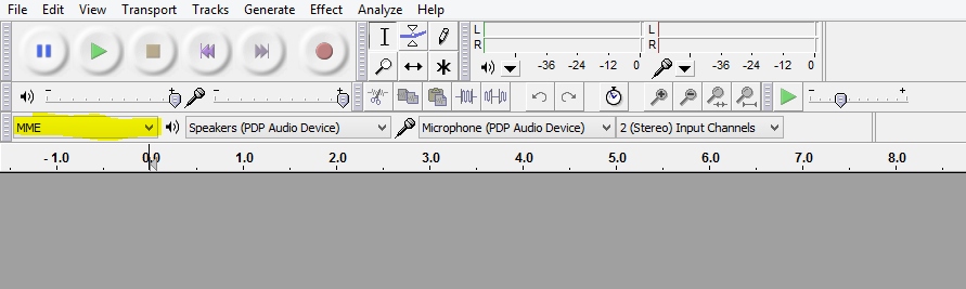 Starting Audacity