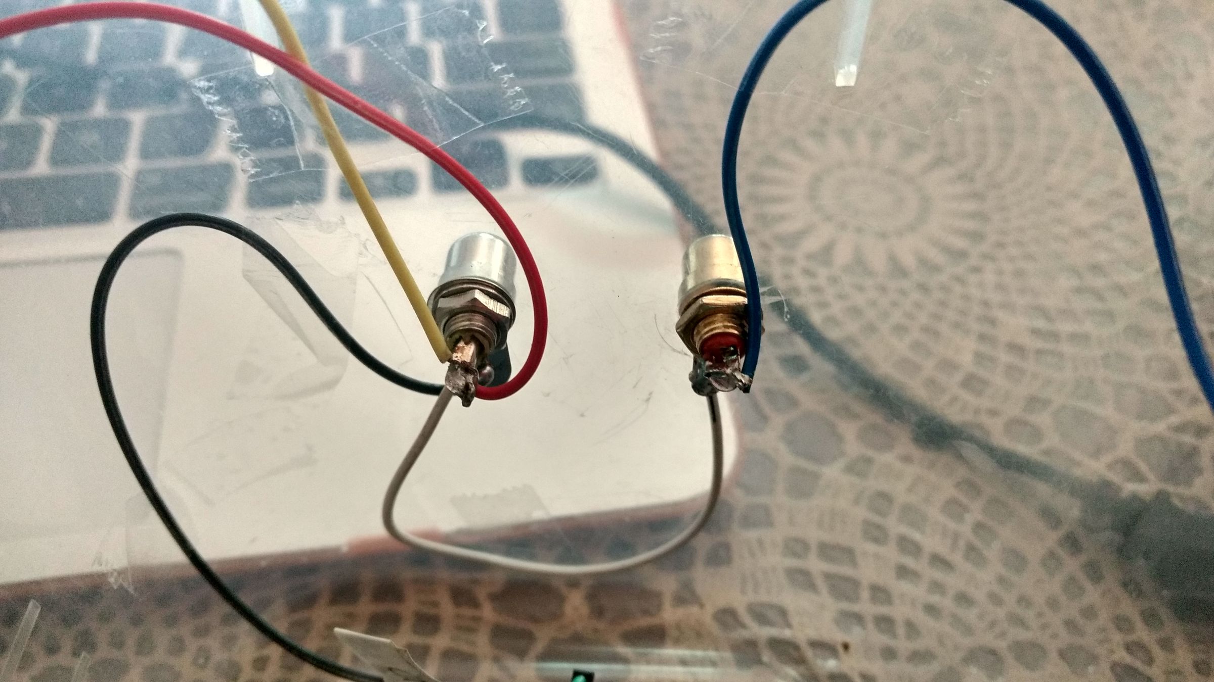 Both the video and audio connected to the Arduino (Video on left, Audio on right)