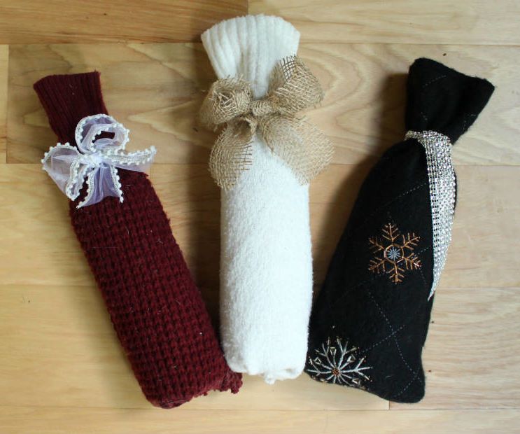 Easy DIY Wine Bottle Gift Bag From a Sweater