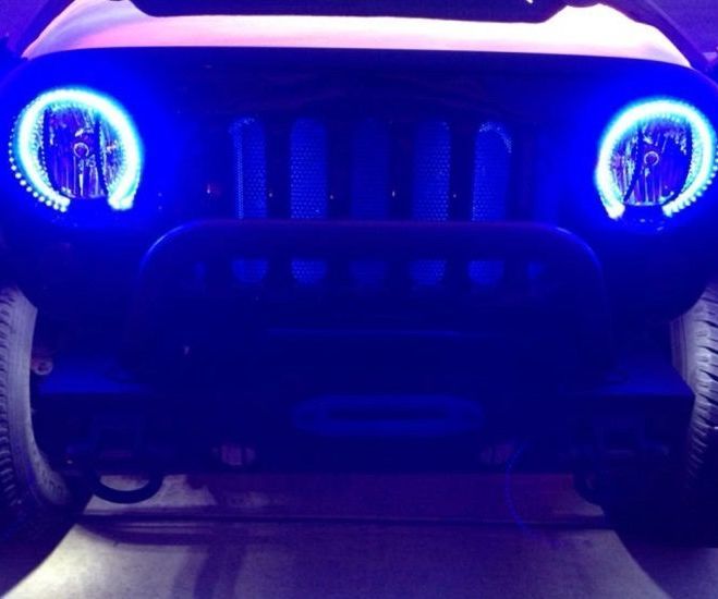 IJDMTOY Jeep Wrangler RGB LED Halo Rings