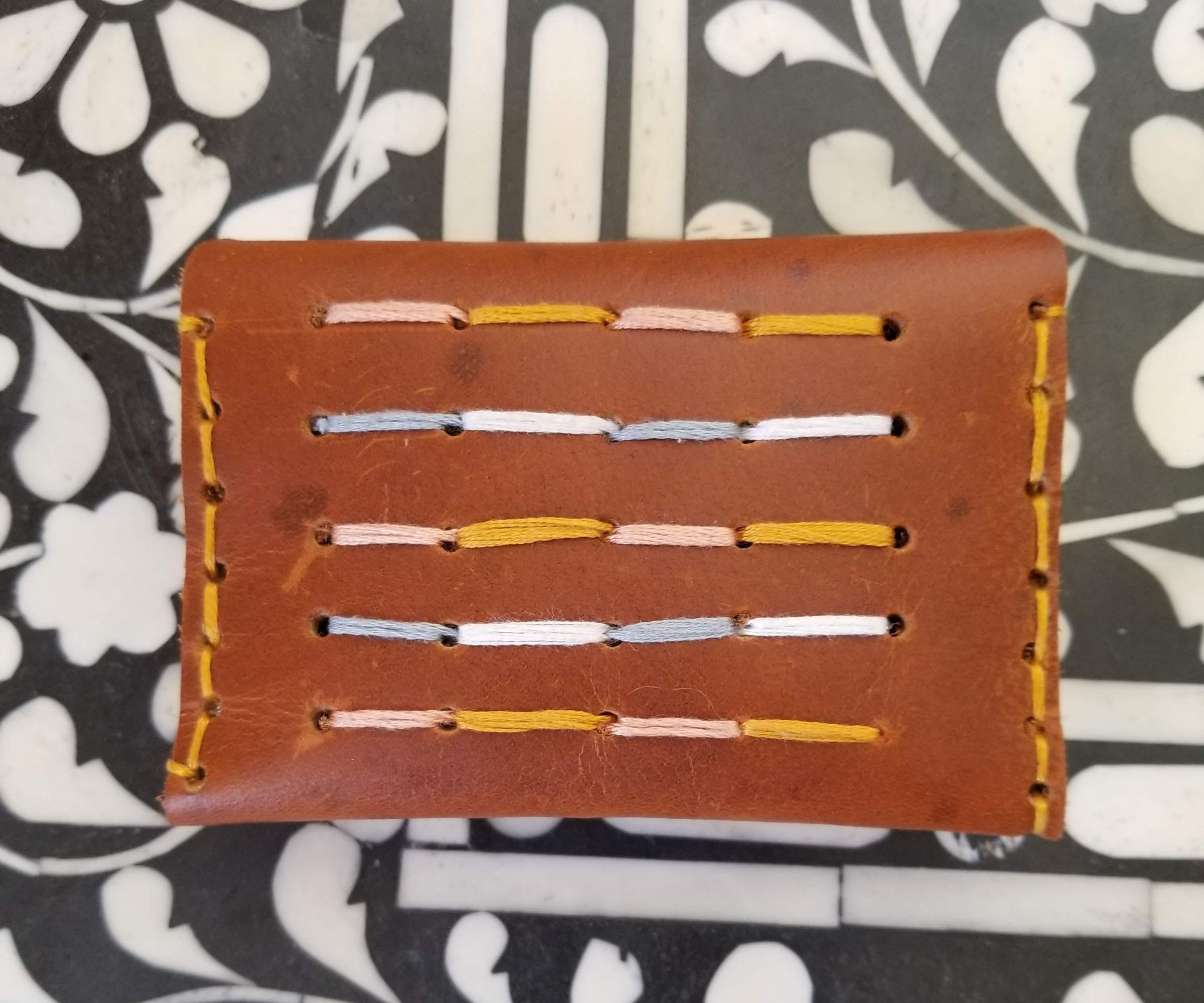 Embroidered Leather Wallet