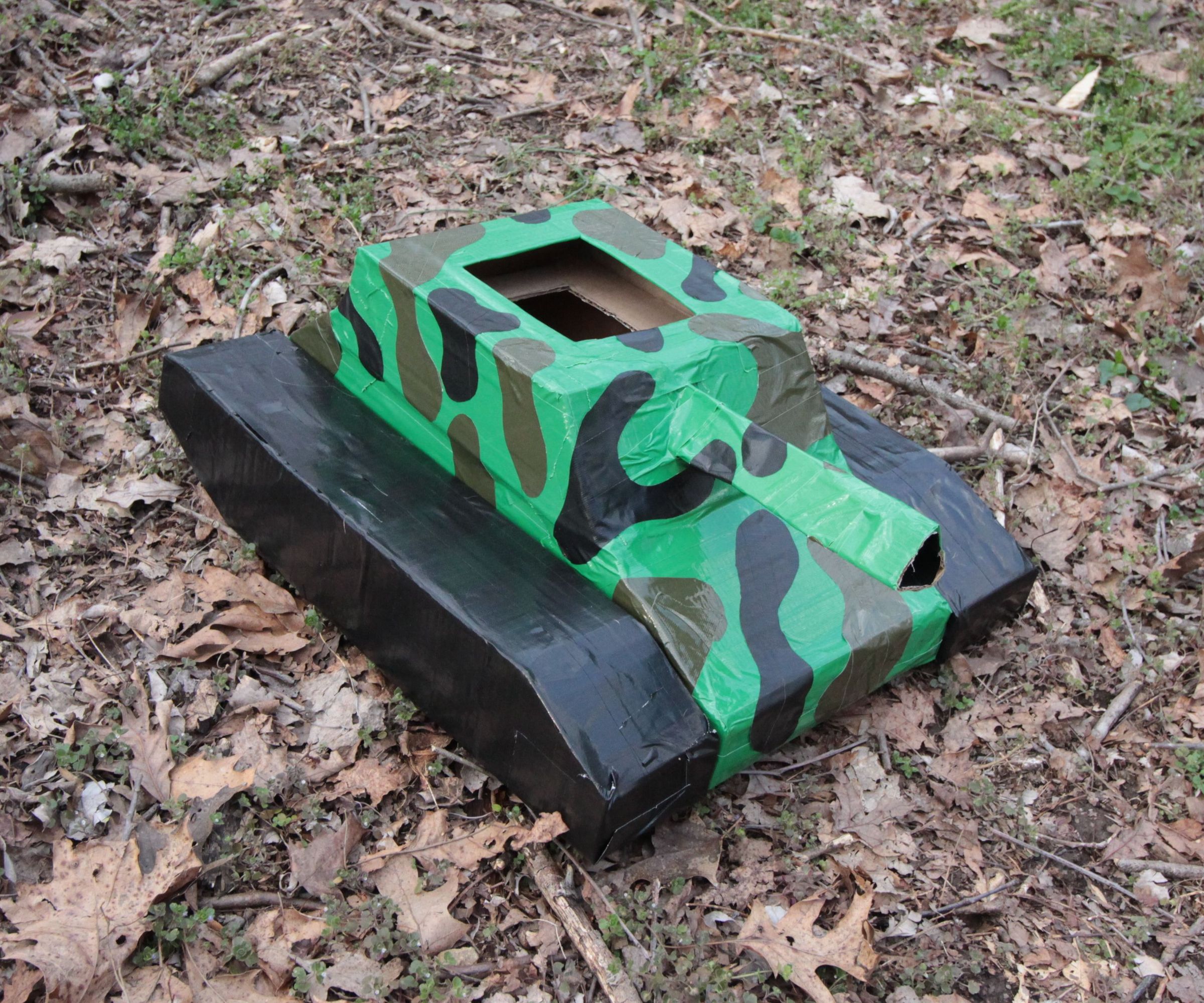 Camo Duct Tape Cardboard Tank
