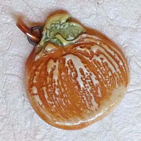 Stamped Clay Pumpkin Pendant