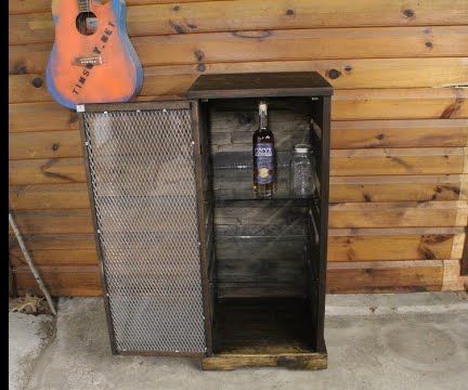 Pallet Wood and Walnut Whiskey Cabinet