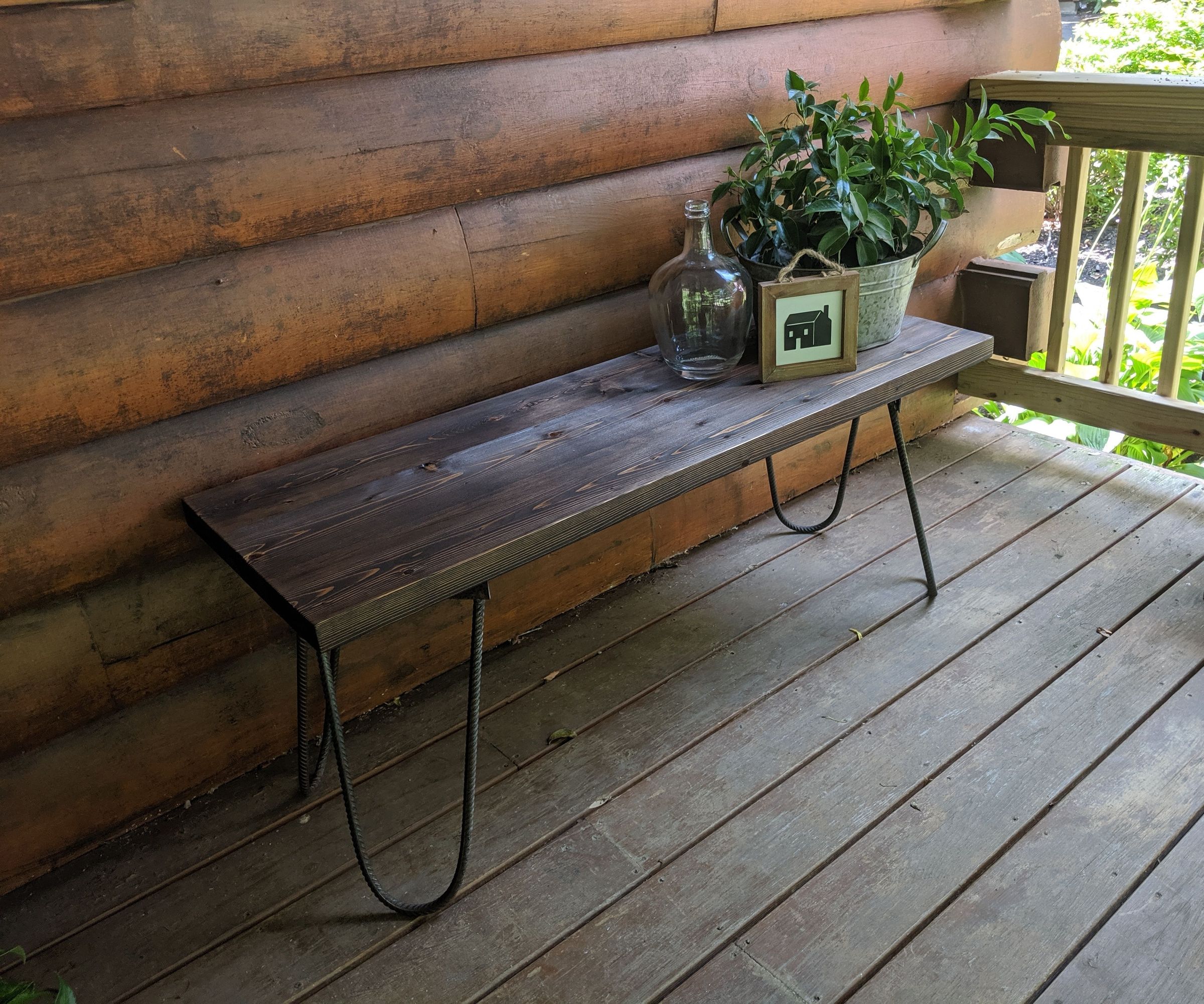 Rustic Industrial Hairpin Bench