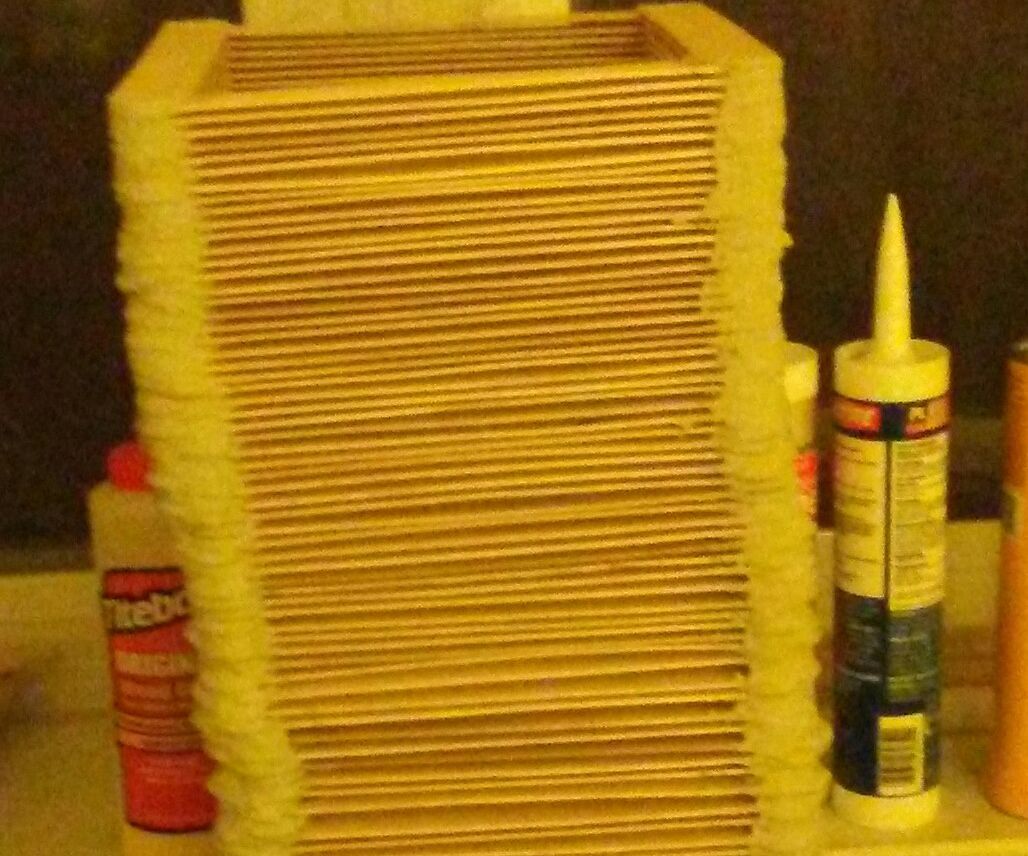 Tall Box or Wastebasket Made From Wood Paint Stirrers