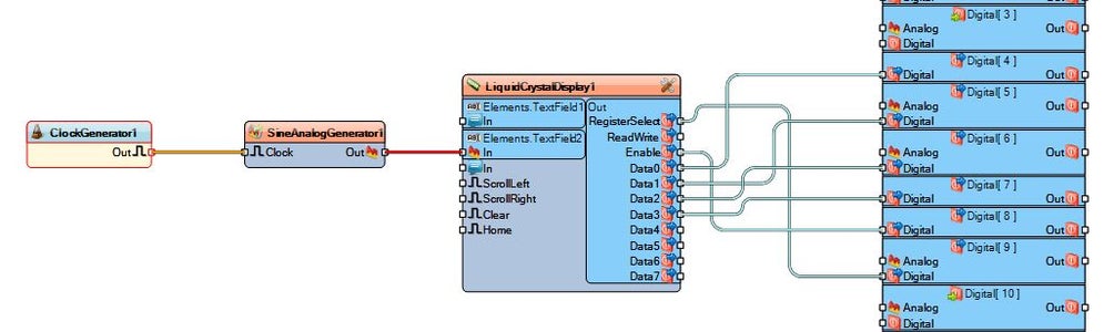 LCD Shield - Visuino - the LCD Connections