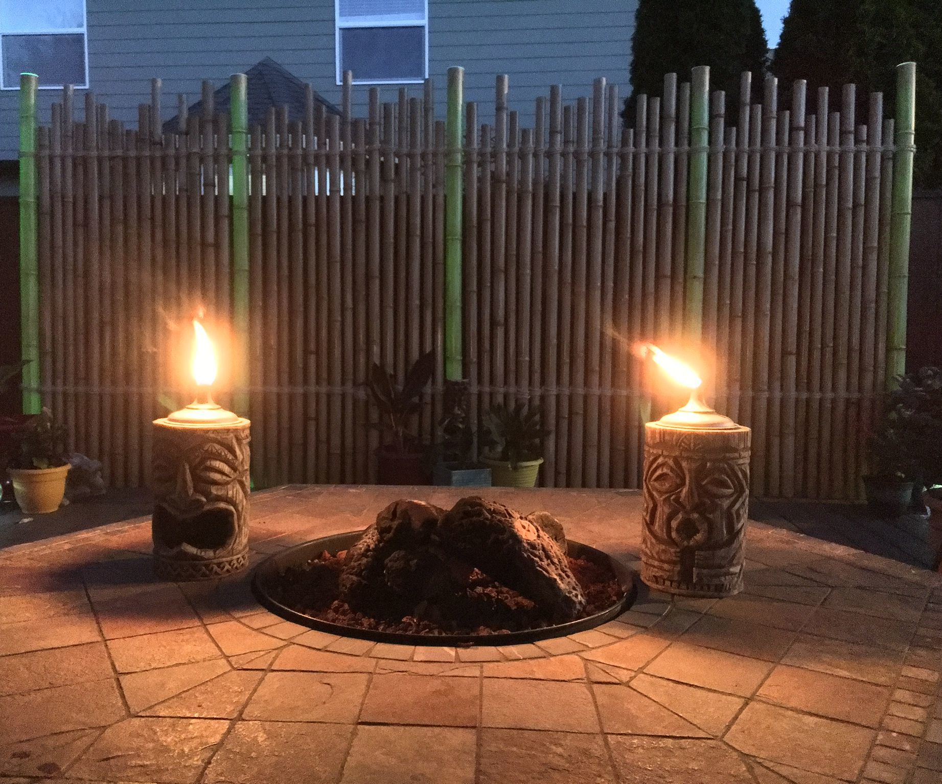 PVC Faux Bamboo Privacy Wall With LEDs