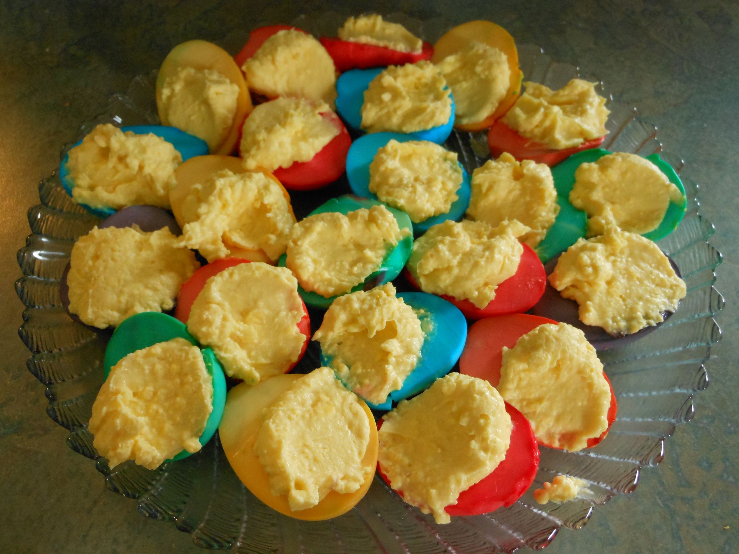 Rainbow Dyed Deviled Eggs