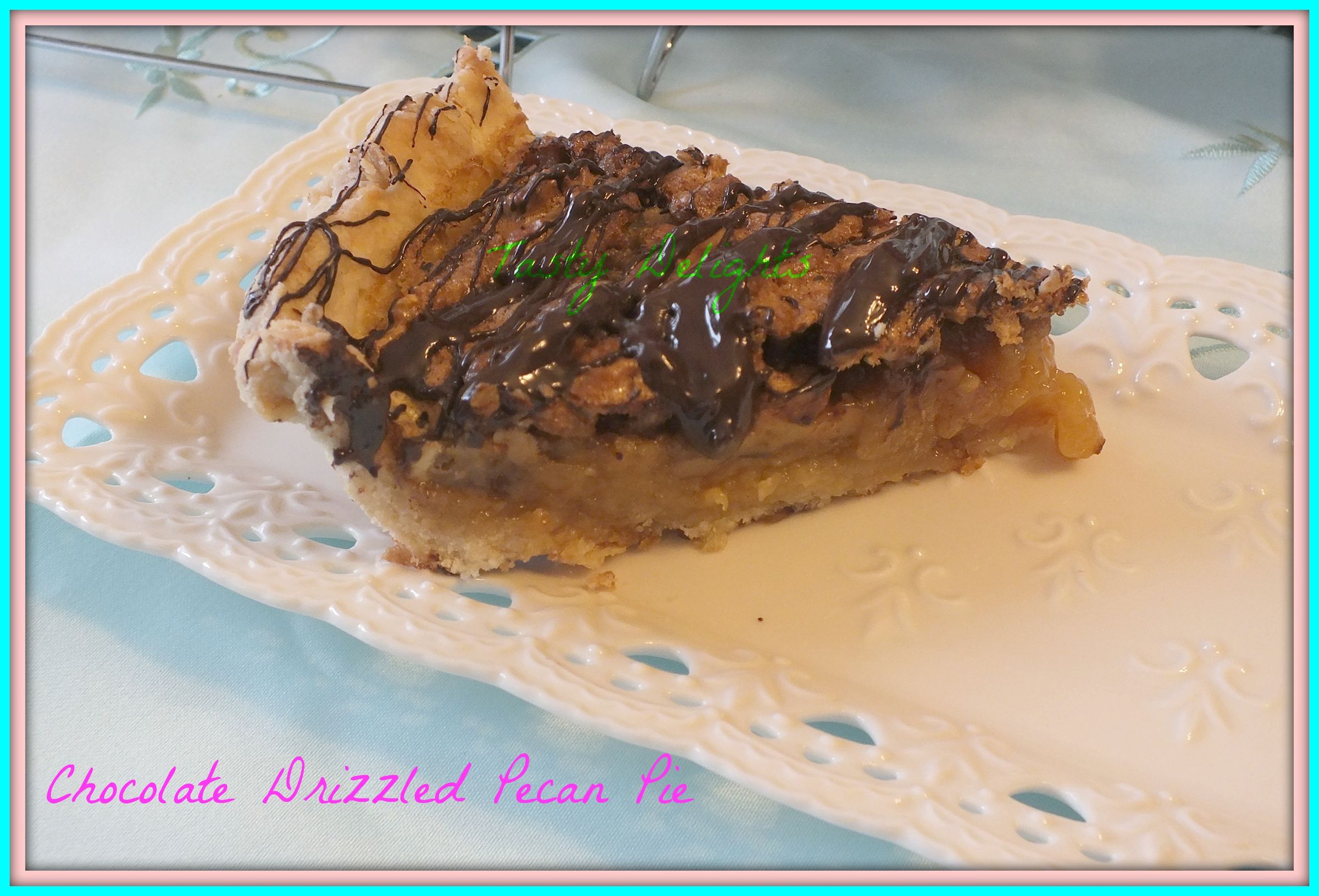 Chocolate Drizzled Bourbon Pecan Pie