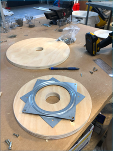 Attached Lazy Susan Bearings to Shelves