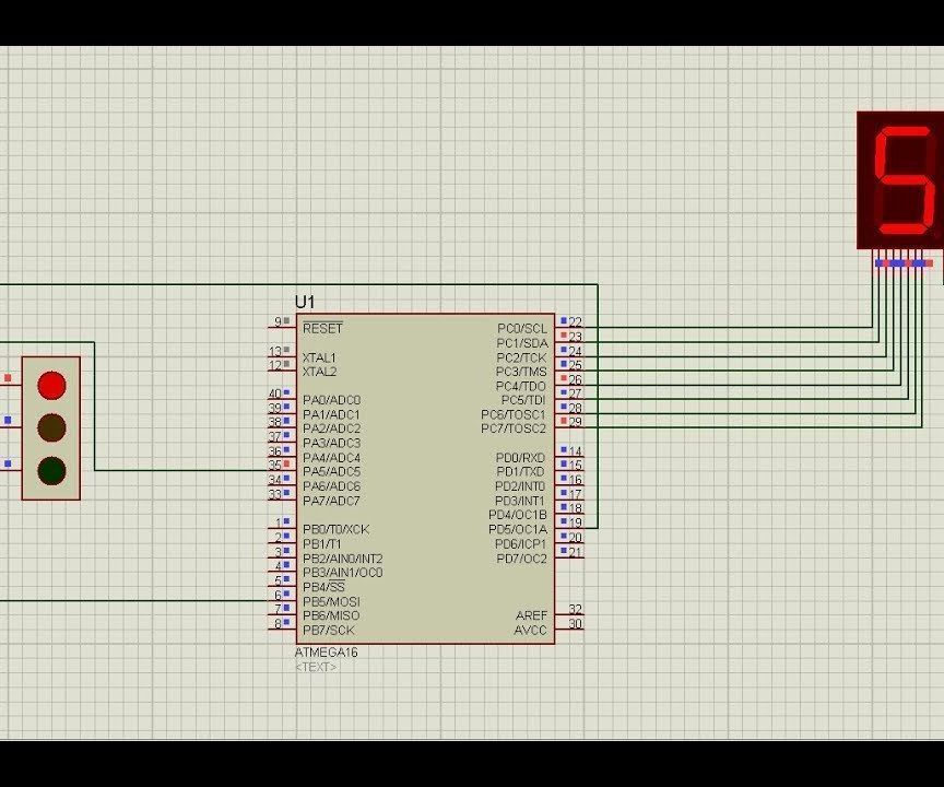 Atmega16 Based Traffic Light Project Prototype Using 7 Segment Display(Proteus Simulation)