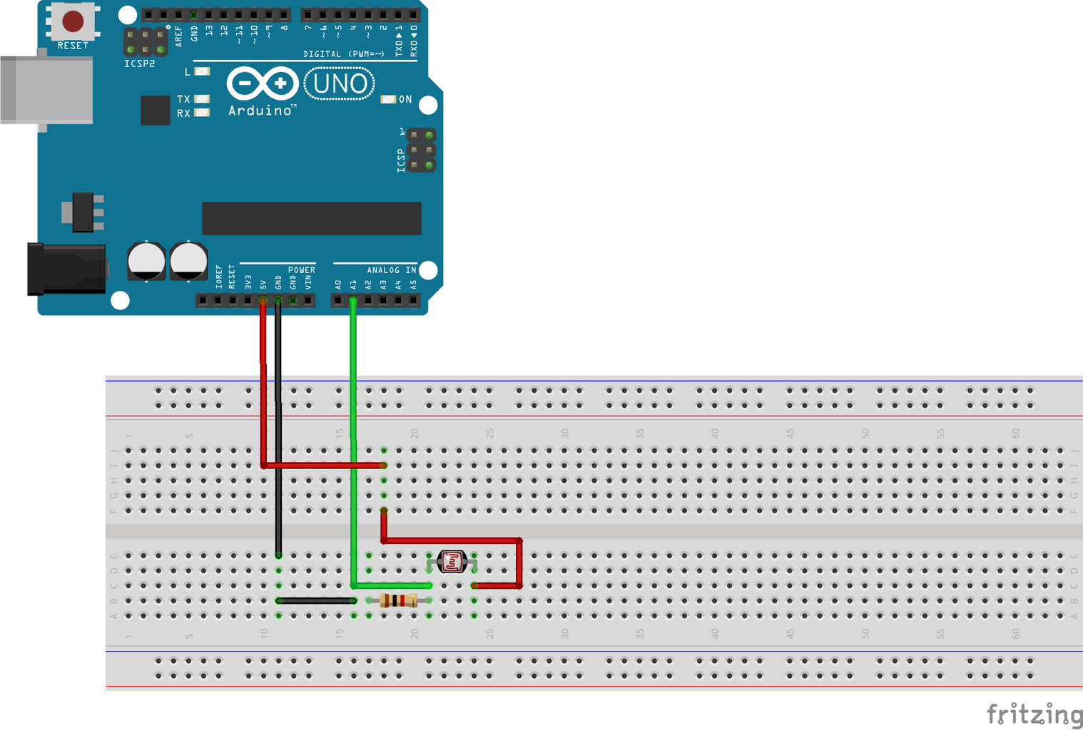 Connecting LDR and Resistor to Arduino