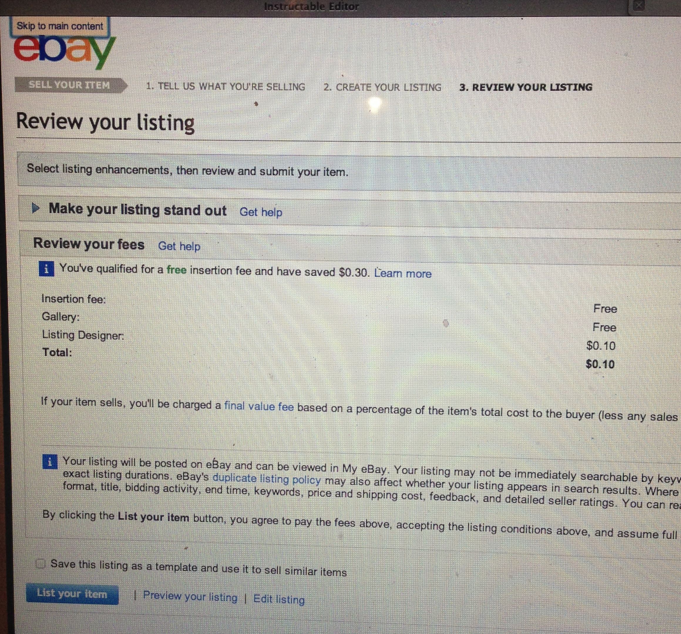 How to Sell an Item on EBAY Using the Advanced Tool (Auction Style
