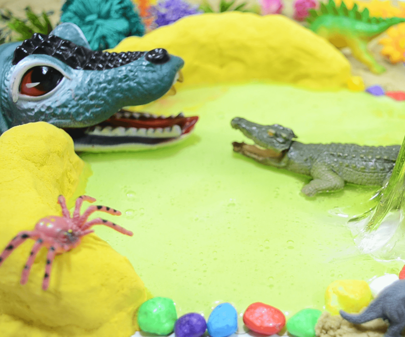 DIY How to Make Crocodile Pond With Kinetic Sand | Slime for Kids