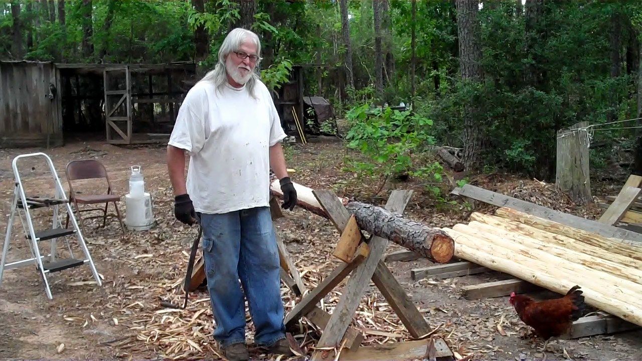 How to Use a Drawknife to Debark a Pine Log