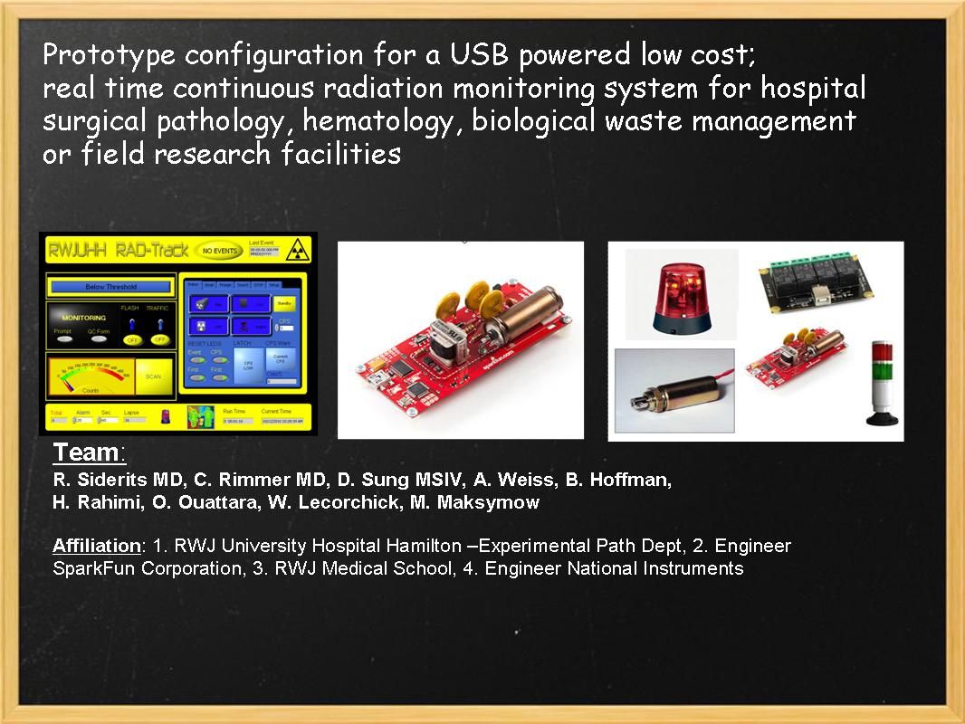 Prototype Configuration for a USB Powered Low Cost; Real Time Continuous Radiation Monitoring System for Hospital Surgical Pathology, Hematology, Biological Waste Management and Research Facilities