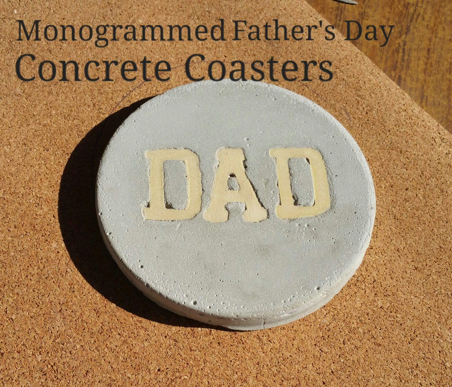 Monogrammed Father's Day Concrete Coasters