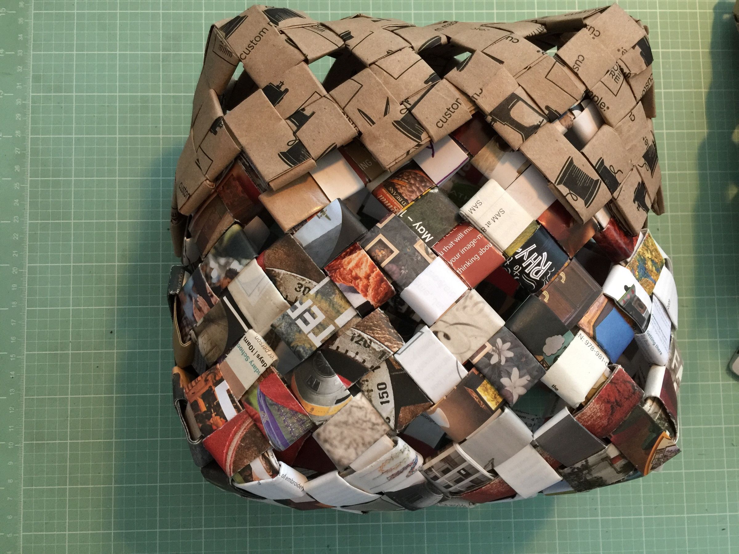 Woven Basket Made Out Of Recycled Paper / Junk Mail