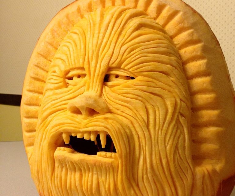 Carving a Chewbacca Pumpkin