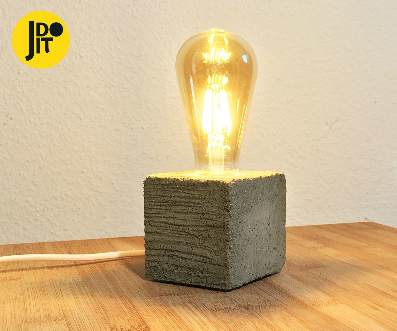 Concrete Lamp With Wood Grain Texture